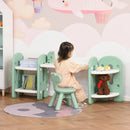 HOMCOM Childrens Table and Chair Set Adjustable – Green & White