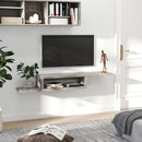 HOMCOM Floating TV Unit, Wall Mounted TV Stand With Open Shelf And 2 Cable Holes, Entertainment Unit For Living Room, Grey