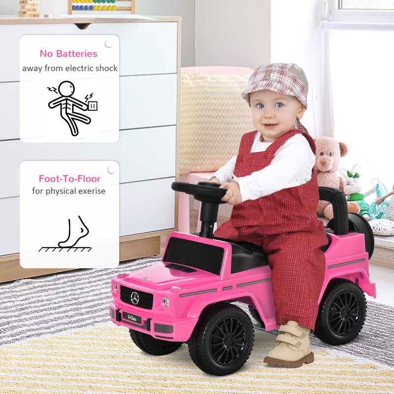 thumbnail image 2 of HOMCOM Kids 3-in-1 Push Car – Mercedes Benz G350 Baby Floor Slider & Walker, Pink 2 of 6