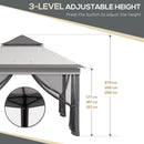 Outsunny 3 x 3(m) Pop Up Gazebo Tent with Netting, Height Adjustable, Grey