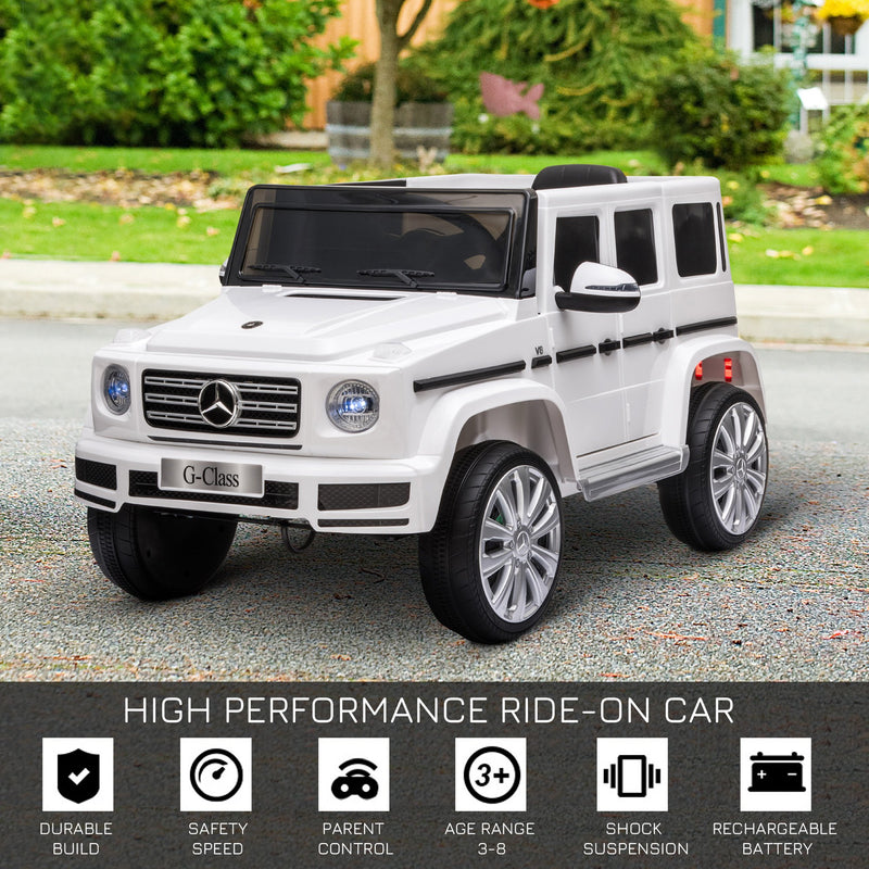 HOMCOM Kids Electric Ride on Mercedes Benz G500 12v - White