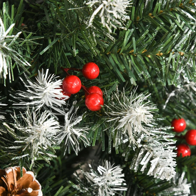 HOMCOM Christmas Tree Slim 6' with Pinecones and Berries