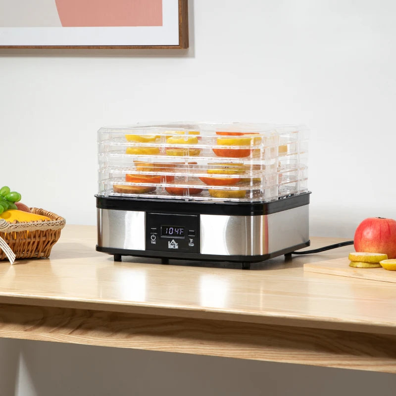 HOMCOM Food Dehydrator 5 Tier 245W - Stainless Steel