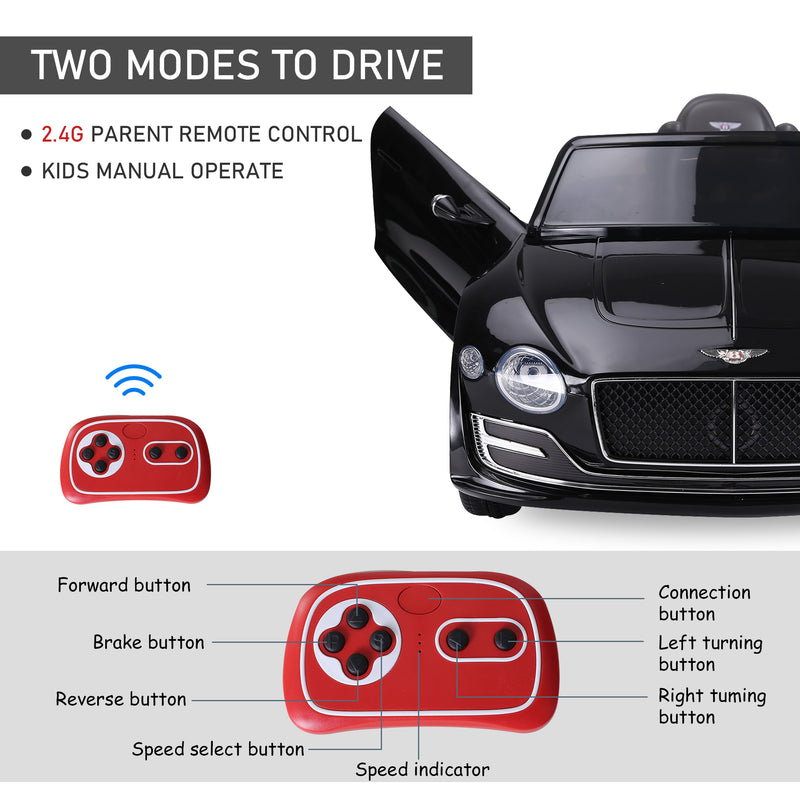 HOMCOM Electric Ride On Car Bentley - Black 6V Battery