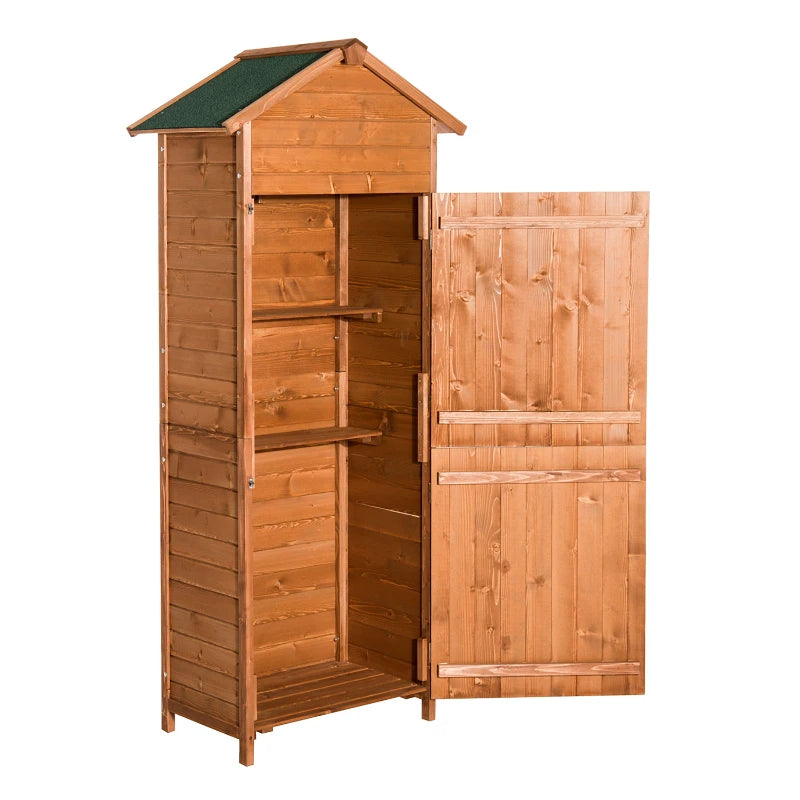 Outdoor Garden Shed with Tilted-felt Roof and Two Lockable Doors 190cm x 79cm x 49cm Red Brown