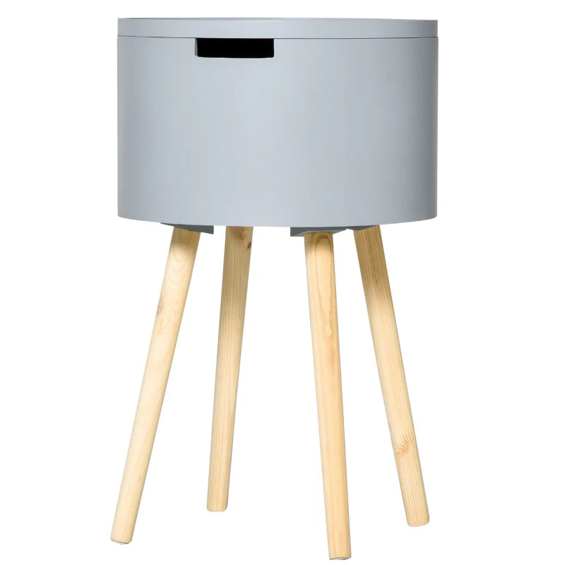 HOMCOM Wooden Side Table Round - Grey