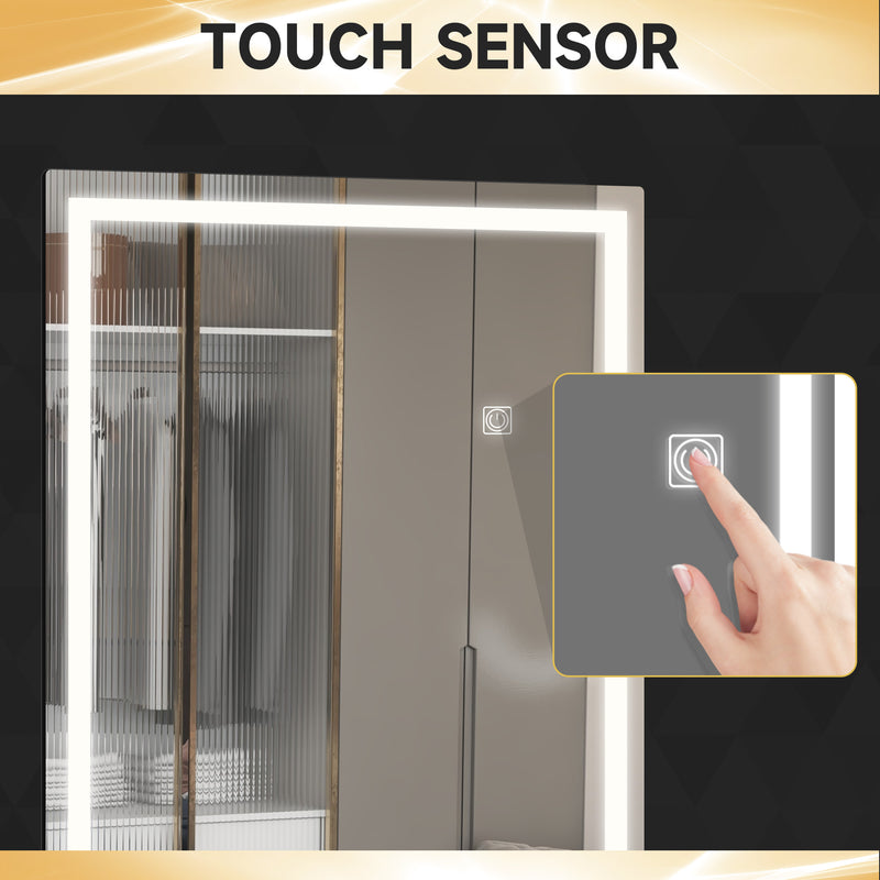 HOMCOM Full Length Wall Mirror with Dimming LED Lights, Smart Touch, 120 x 40cm