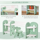 HOMCOM Childrens Table and Chair Set Adjustable – Green & White
