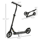 HOMCOM Folding Kick Scooter with Brakes - Black