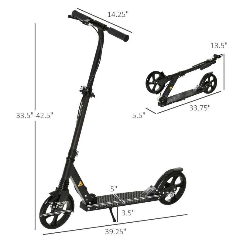 HOMCOM Folding Kick Scooter with Brakes - Black