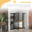 PawHut 74-94cm Adjustable Metal Pet Gate Safety Barrier w/ Auto-Close Black