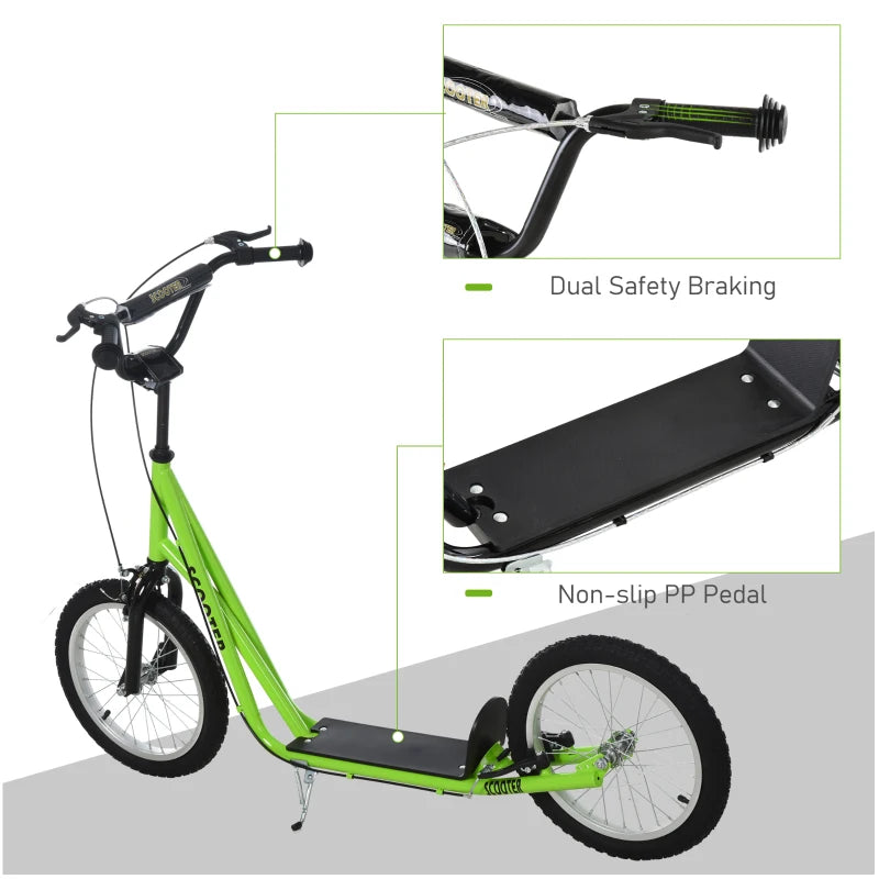 HOMCOM Childrens Scooter with Brakes - Green