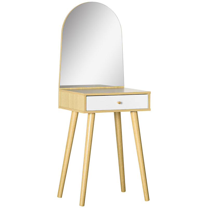 HOMCOM Dressing Table with Big Mirror, Makeup Desk with Drawer, Natural