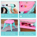 HOMCOM Children's 32 Pcs Magic Light-Up Princess Dressing Table & Stool
