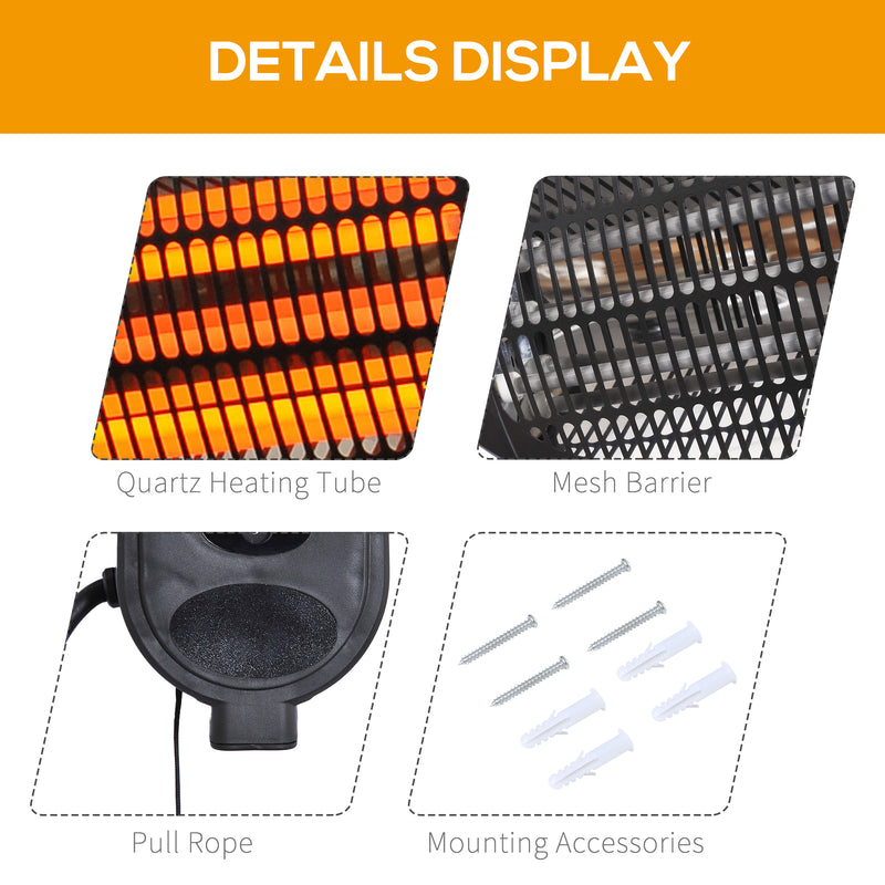 Outsunny Wall Mount Electric Infrared Patio Heater 220V-240V Black