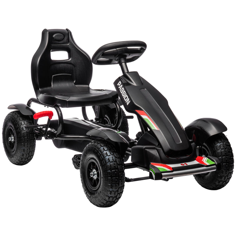 HOMCOM Children Pedal Go Kart w/ Adjustable Seat, Inflatable Tyres - Black