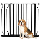PawHut Dog Gate Wide Stair Gate w/ Door Pressure Fit, 75-95W cm, Black