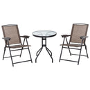 Outsunny Patio Bistro Set Folding Chairs Garden Coffee Table For Balcony Brown