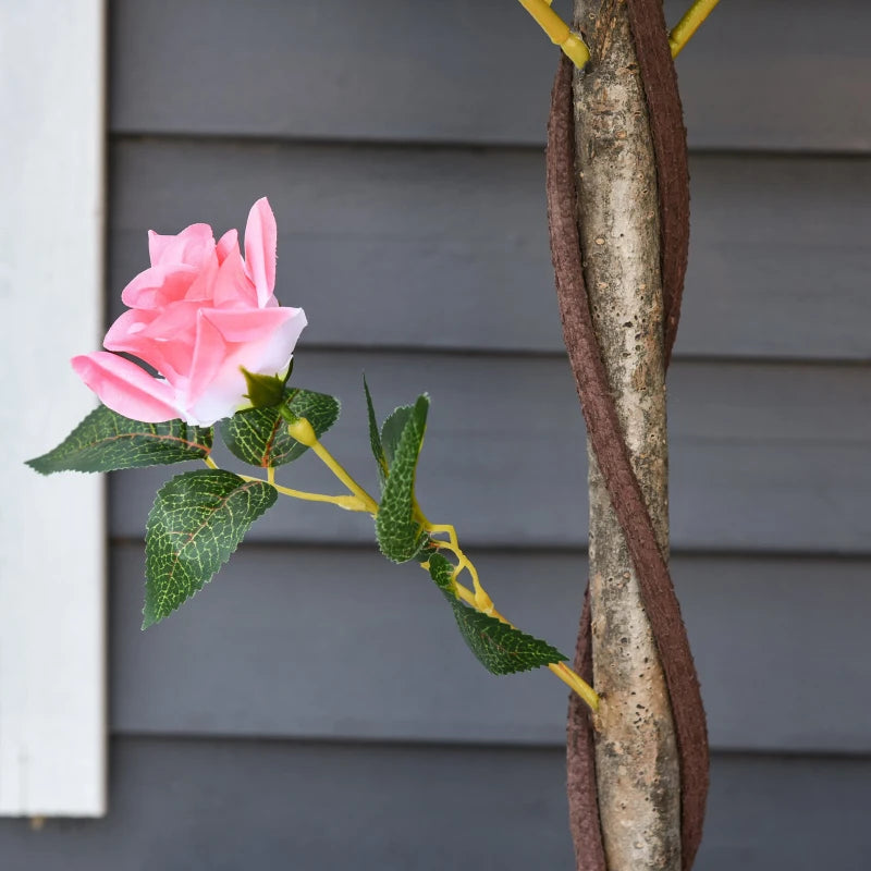 Outsunny Artificial Rose Tree and Planter for Indoor & Outdoor use - Pink and Green