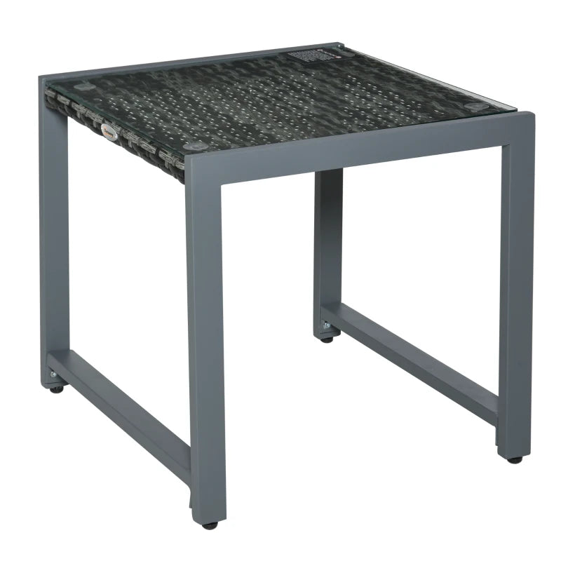 Outsunny Garden Rattan Coffee Table - Grey