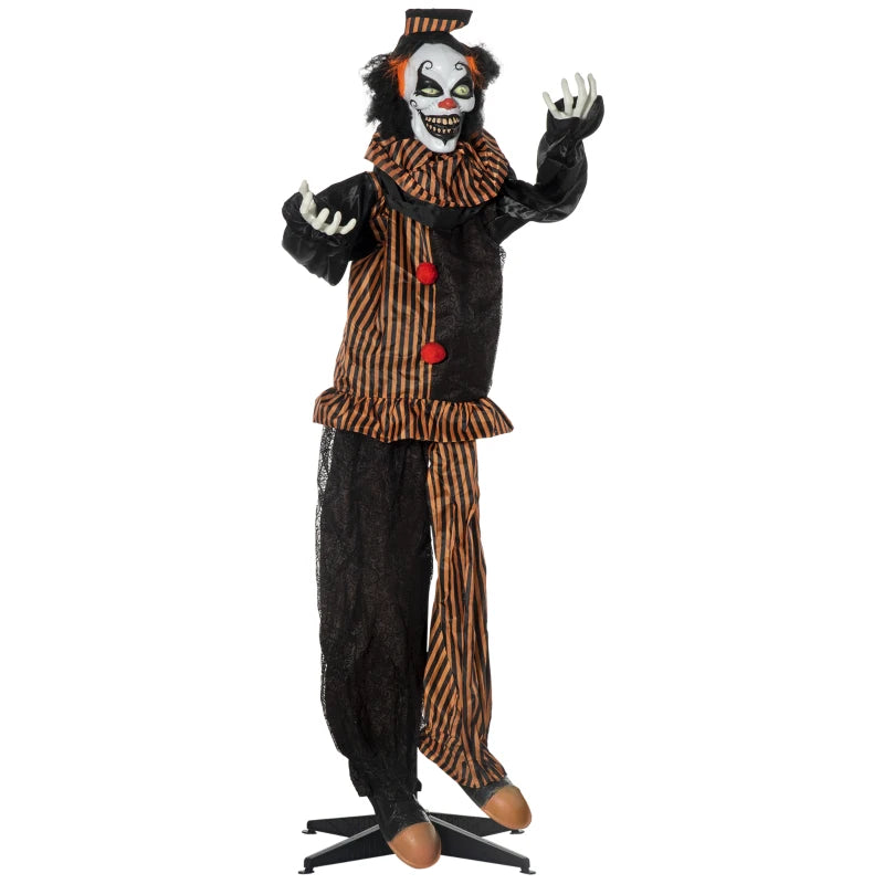 Halloween Outsunny 67" Life Size Outdoor Talking Circus Clown Light Up Eyes, Laughter