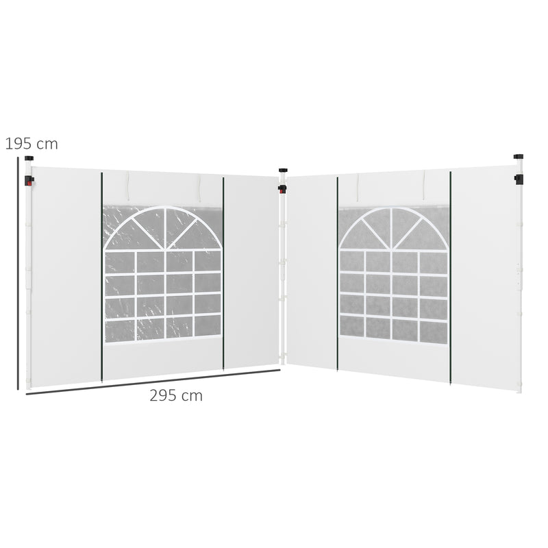 Outsunny 3x3(m) or 3x6m Pop Up Gazebo Side Panels Replacement, 2 Pack, White