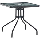 Outsunny Square Patio Table, Tempered Glass Top Garden Dining Table 76 x 76cm