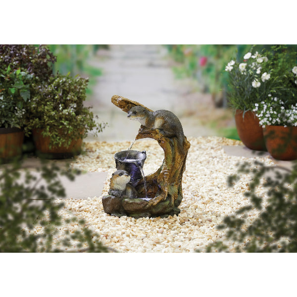 La Hacienda Otters Element inc LEDs Water Feature