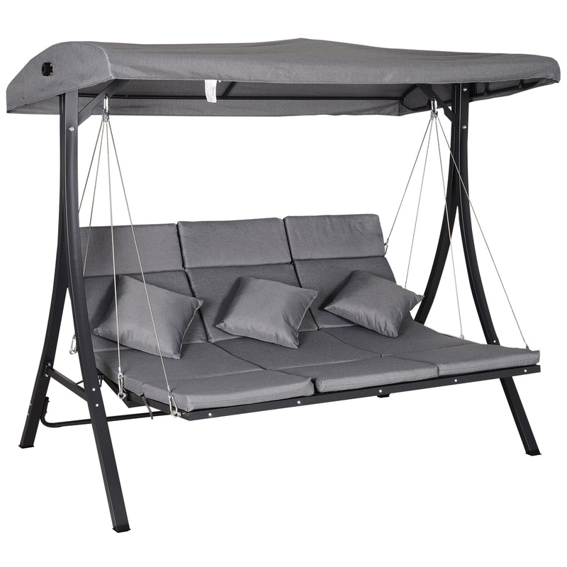 Outsunny 3 Seater Swing Bench - Grey