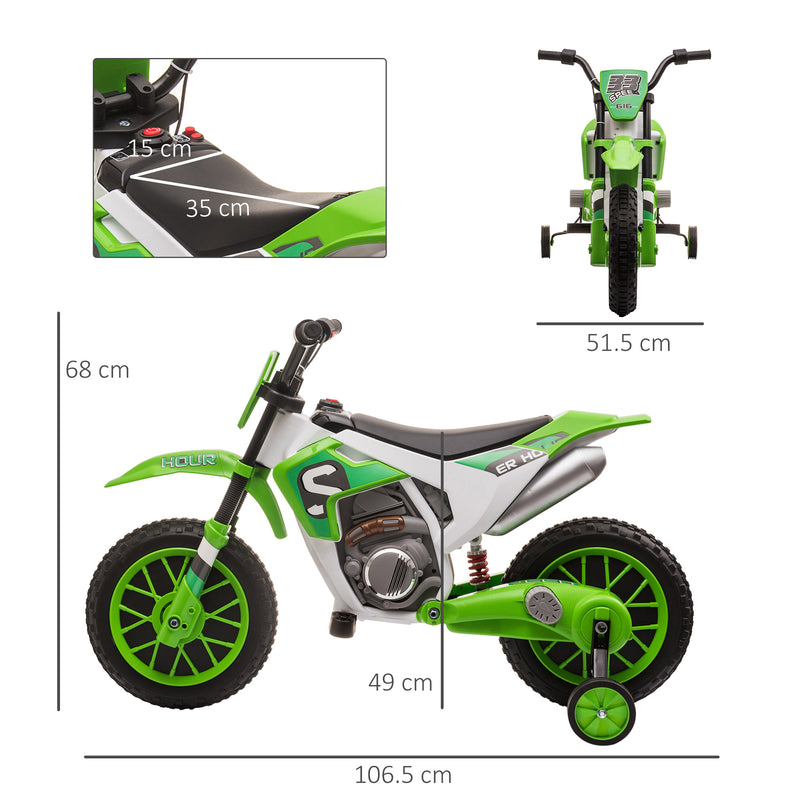 HOMCOM Kids Electric Ride On Motorcycle Bike 12V - Green