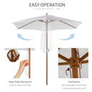 Outsunny 2.5m Wood Garden Parasol Sun Shade Patio Outdoor Wooden Umbrella Canopy