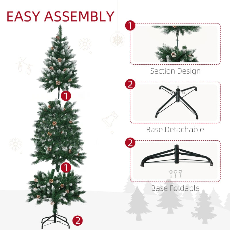 HOMCOM Christmas Tree Snow Dipped Slim 6'