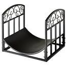 Outsunny Fire Wood Rack Black Iron 40H x 45W x 35Dcm