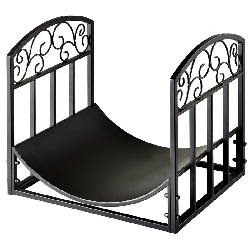 Outsunny Fire Wood Rack Black Iron 40H x 45W x 35Dcm