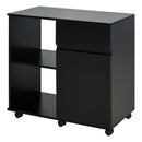 HOMCOM Printer Stand with Open Storage Shelves Black