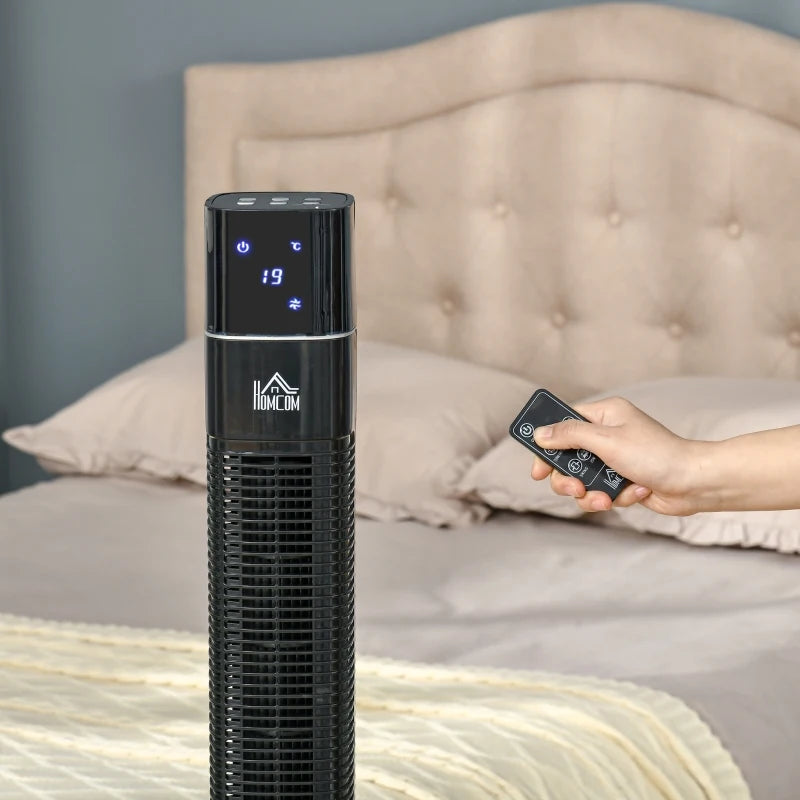 HOMCOM Anion Tower Fan 47" 120cm with 3 Speeds and Timer - Black