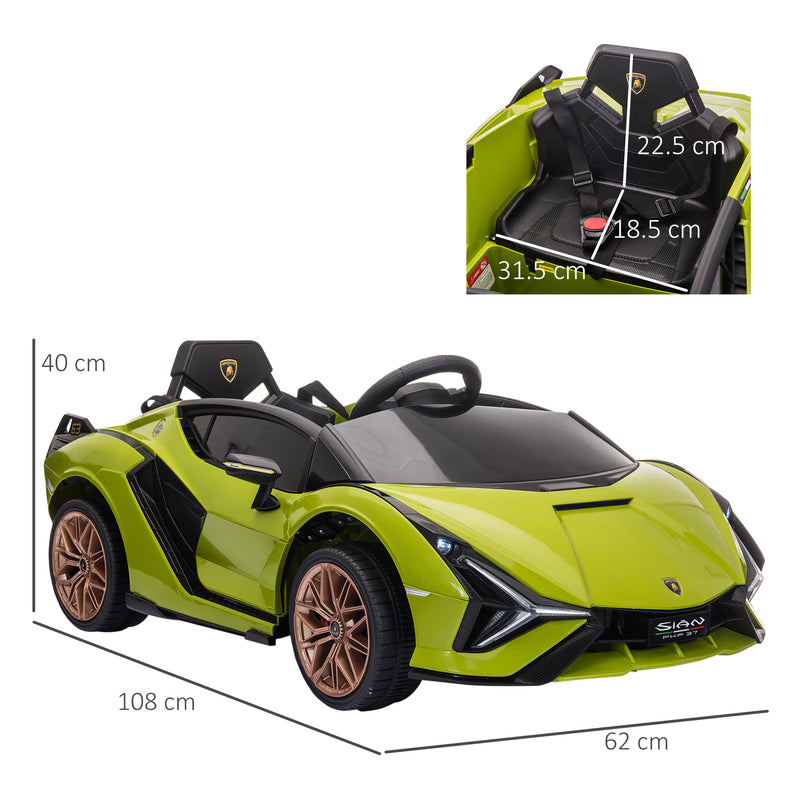 HOMCOM Kids Electric Ride On Car Lamborghini Sian - Green