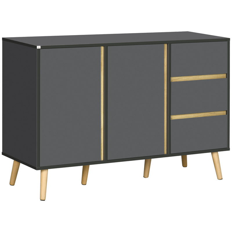 HOMCOM Sideboard Kitchen Cupboard w/ Adjustable Shelves, Double Doors Dark Grey