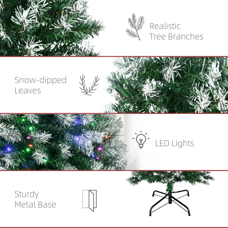 HOMCOM Christmas Tree Slim 5' with 250 Multi Coloured LED Lights