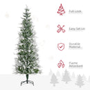 HOMCOM Pencil Snow Christmas Tree Flocked 6' with Realistic Cypress Branches