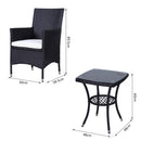 Outsunny-3 Piece Rattan Bistro Set - Black