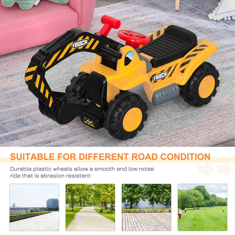 Kids Ride On Excavator - Yellow / Black