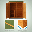 Outdoor Garden Shed with Double Door Brown - 160cm x 139cm x 75cm