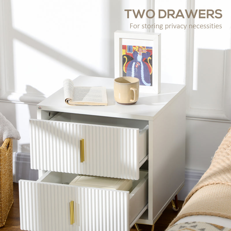 HOMCOM Nightstand with 2 Drawers, Side End Table for Living Room, Bedroom