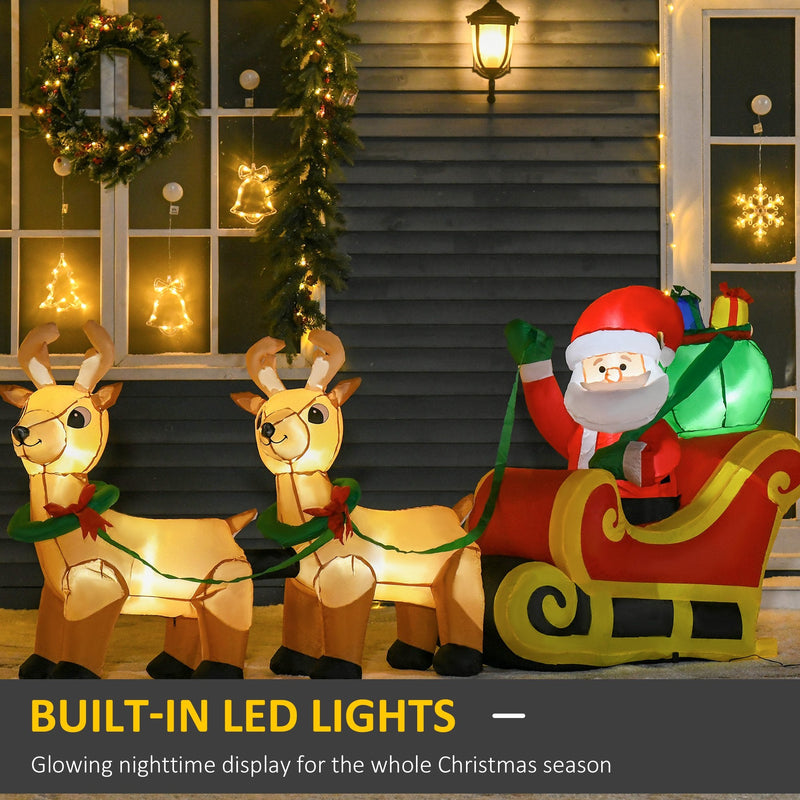HOMCOM Inflatable Santa Claus On Sleigh