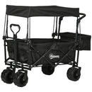 Outsunny Outdoor Push Pull Wagon Stroller Cart w/ Canopy Top Black