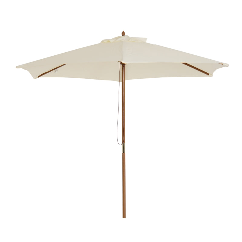 Outsunny Parasol Wooden 2.5 m - Cream