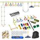 Outsunny Ninja Obstacle Course w/ Monkey Bar, Gym Ring, Climbing Rope, Ladder