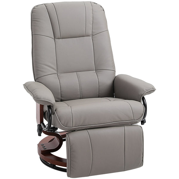 HOMCOM Ergonomic Office Recliner Sofa Chair PU Leather Armchair Lounger Grey