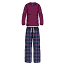 Men's Crew Neck Top & Printed Check Microfleece Pant Set- 3 Colours
